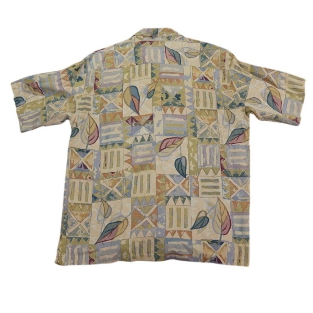 Tori‎ Richard Mens L Cotton Short Sleeve Geometric Leaf Print Button Down Shirt - Picture 6 of 9